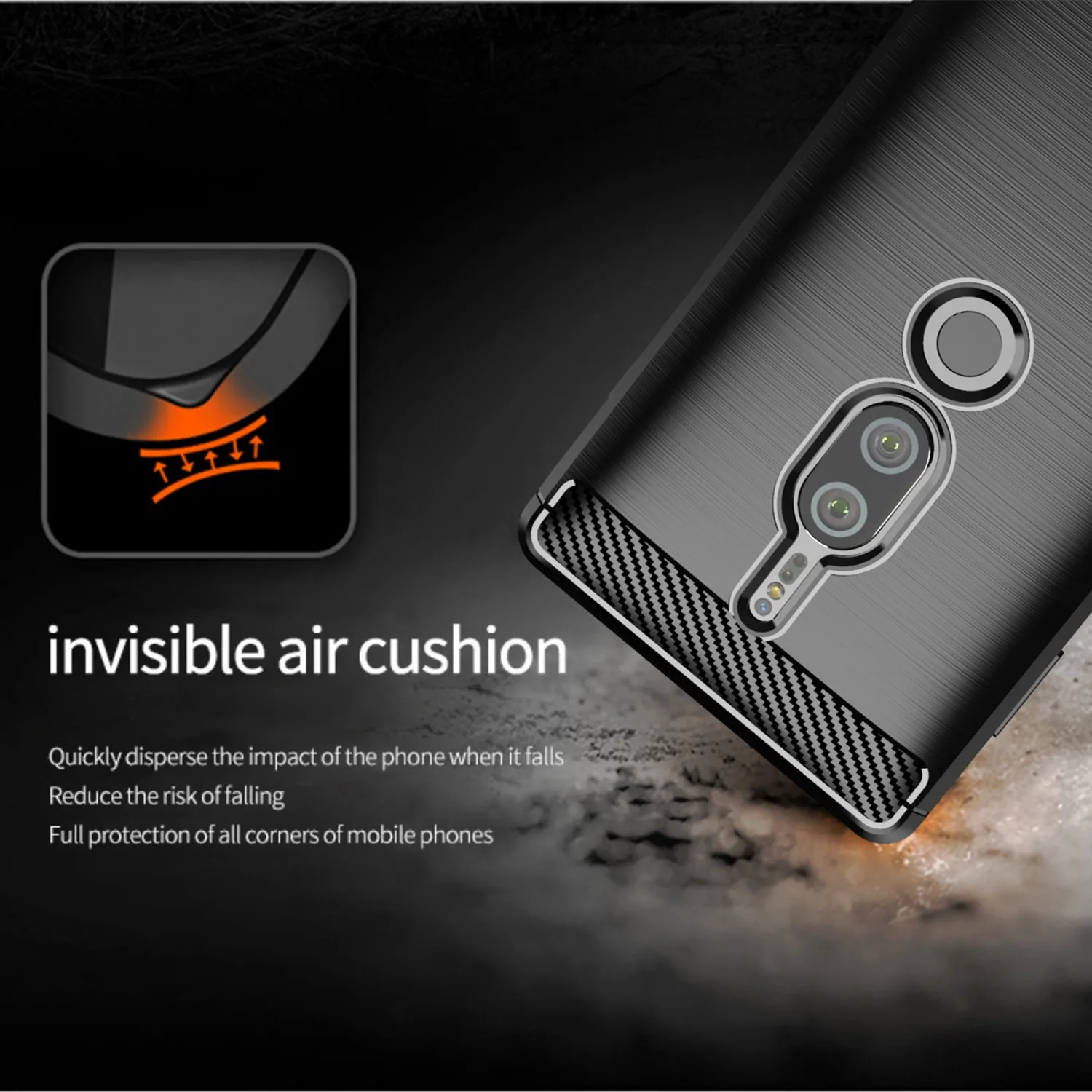 Shockproof Case For Sony Xperia XZ2 Premium XZ2 Compact mini Carbon Fiber Cover for Sony Xperia XZ2 Protector Soft Silicon Cases