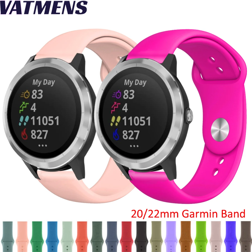 20mm 22mm Silicone Strap For Garmin Vivoactive 3 4 Band Watch Venu 2 SQ Forerunner 645 Smartwatch Wristband Bracelet watchband