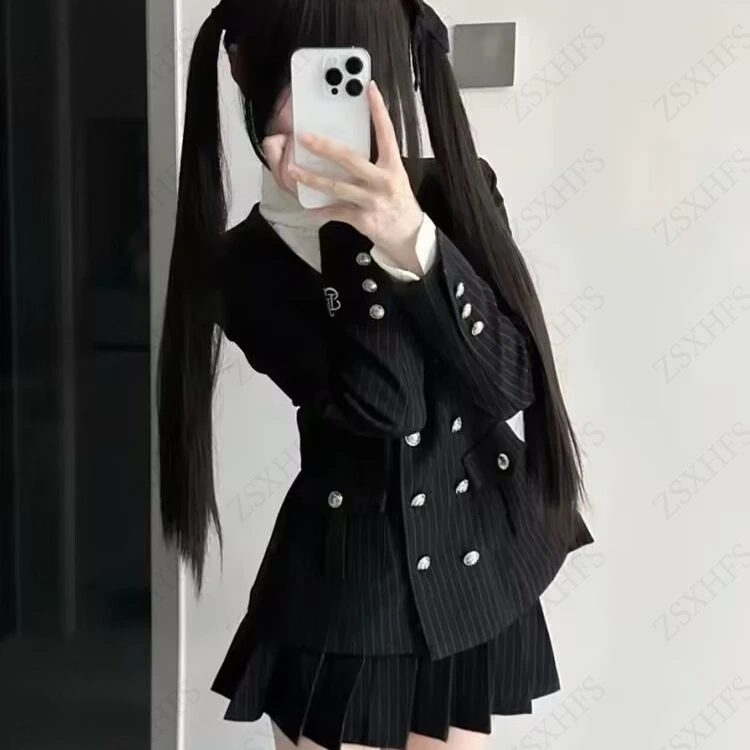 Dames Colbert Dames Gekerfde Kraag Lange Mouw Temperament Designer Jassen Gothic Chic Trendy Effen Double-Breasted Jassen