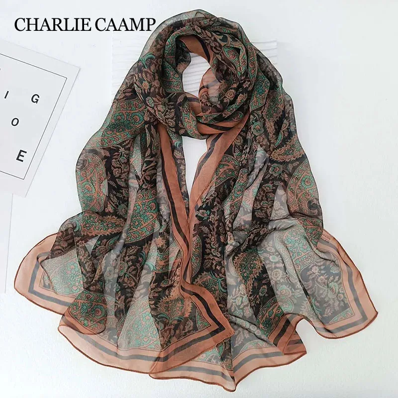 

Women Foulard Chiffon Georgette Silk Scarf Retro Cashew Scarves Female Thin Breathable Print Bandana Summer Sun protection Shawl