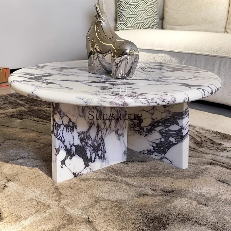 French round marble living room home cream style retro simple modern coffee table