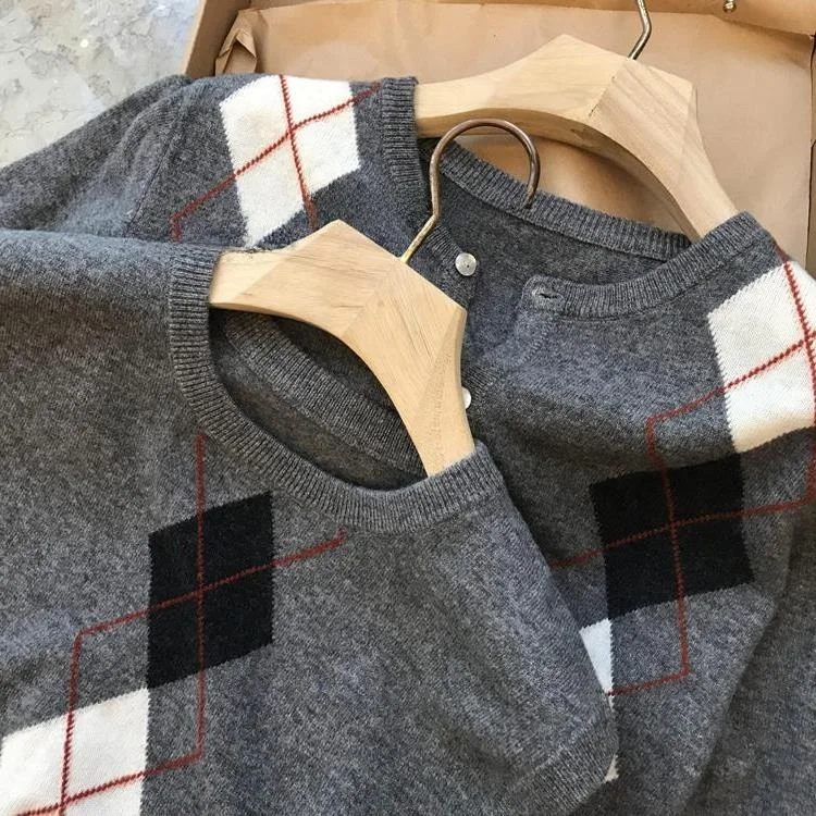 

High Quali Retro Briti Sle Women's Knitted Wool Vest Open Cardigan Agel Diamond Pattern Faionable Autumn Wear