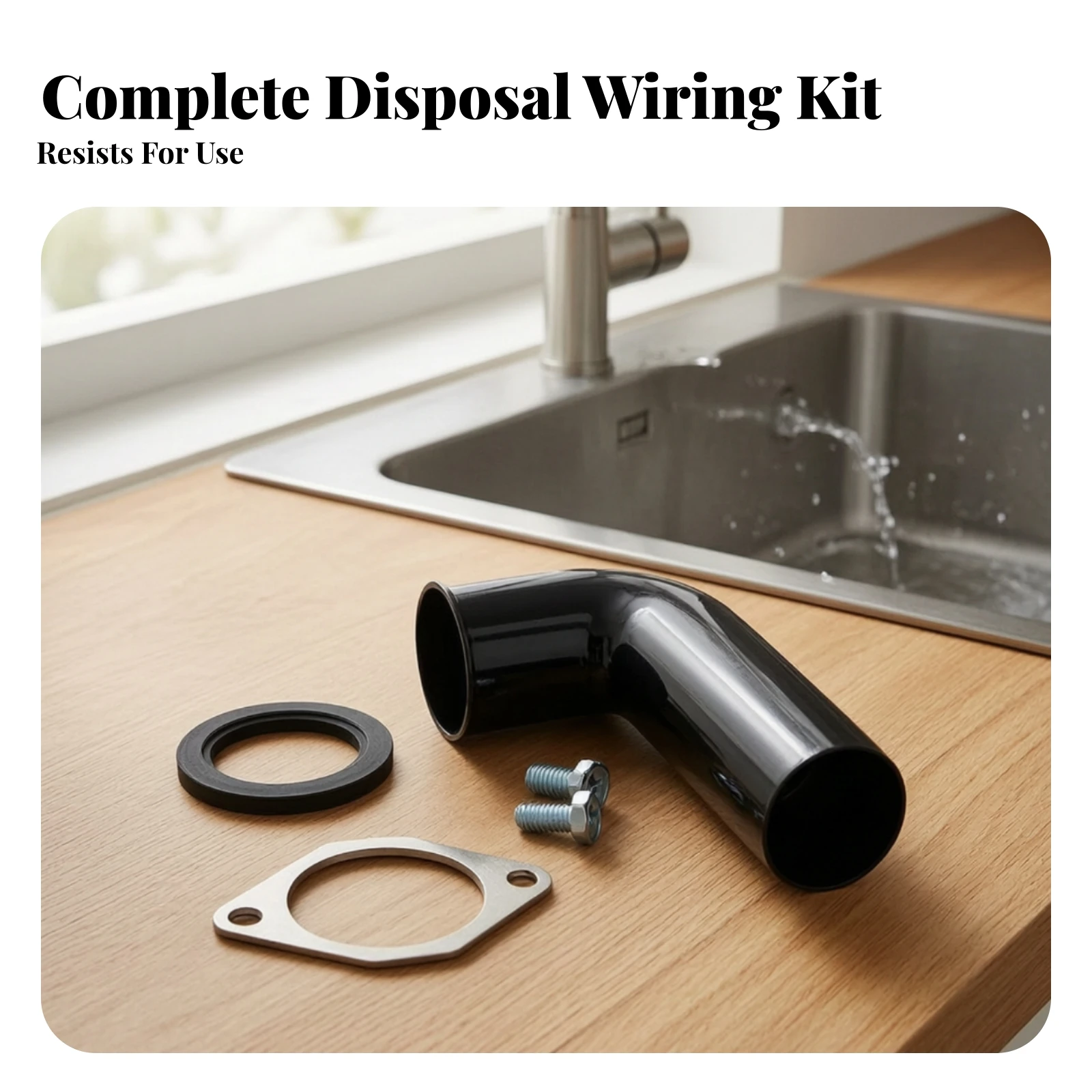 Garbage Disposal Drain Elbow Replacement Kit Corrosion-Resistant Garbage Disposal Elbow with Flange for DIYers, Kitchen Sink