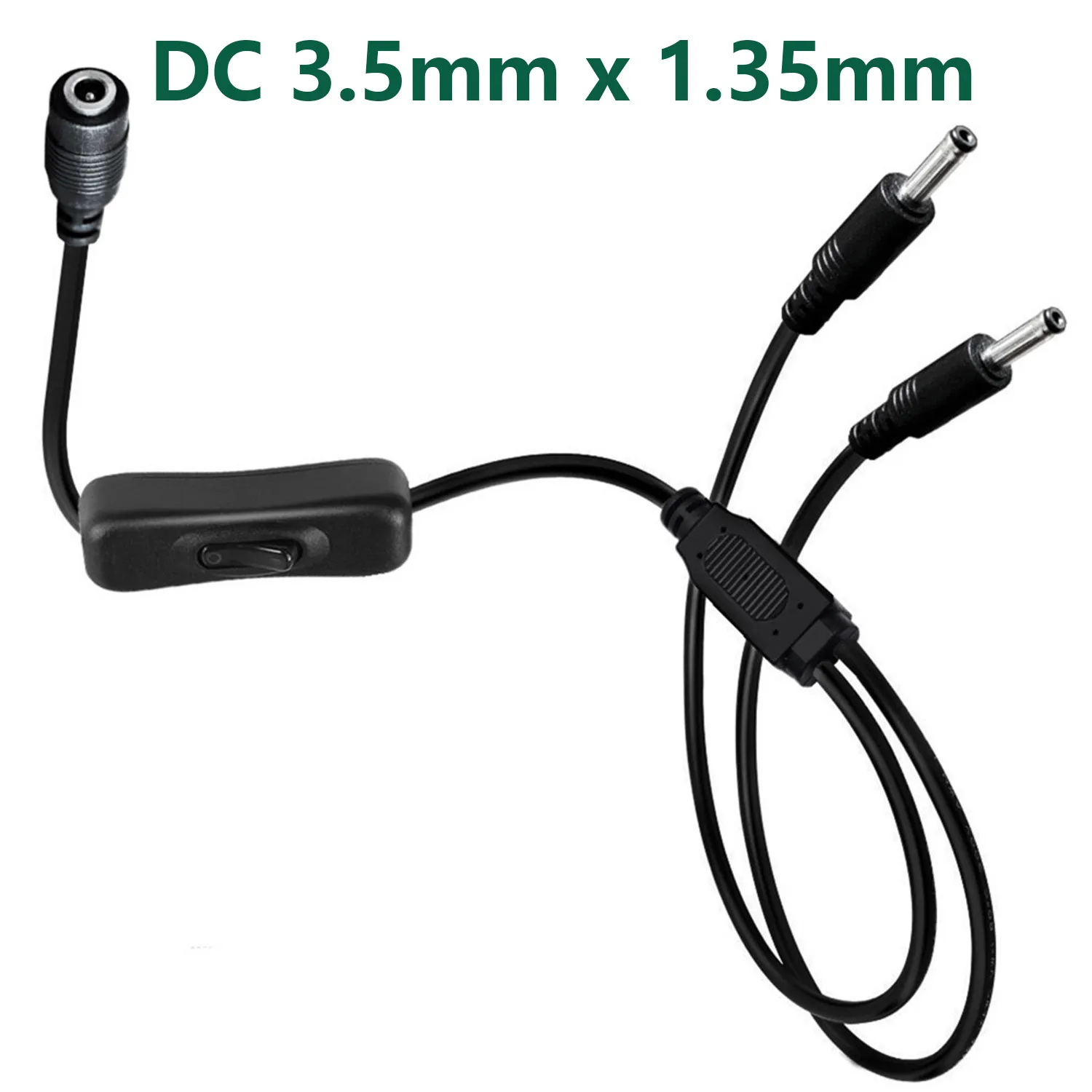 DC Y Splitter Power Cable with Switch 3.5mm x 1.35mm Female to 2 Dual Male w/ On/Off 304 Switch for CCTV Camera LED Light Strip