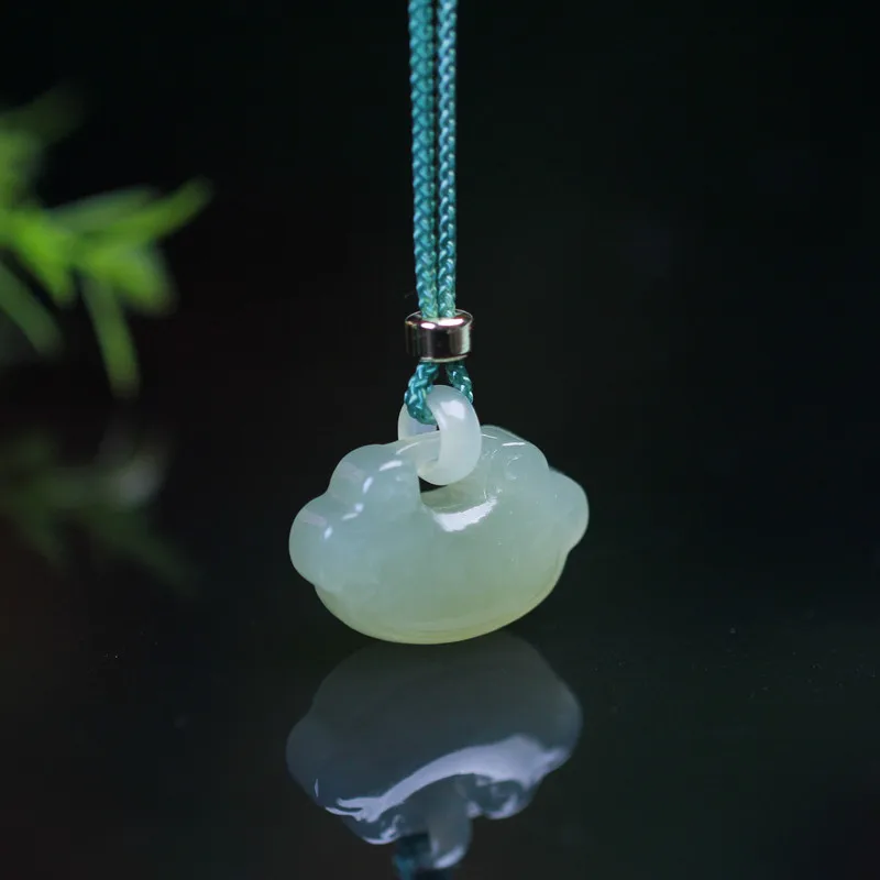Natural Hetian Jade Clear Water Ruyi Pendant Elegant Necklace Sweater Chain for Men and Women Gifts