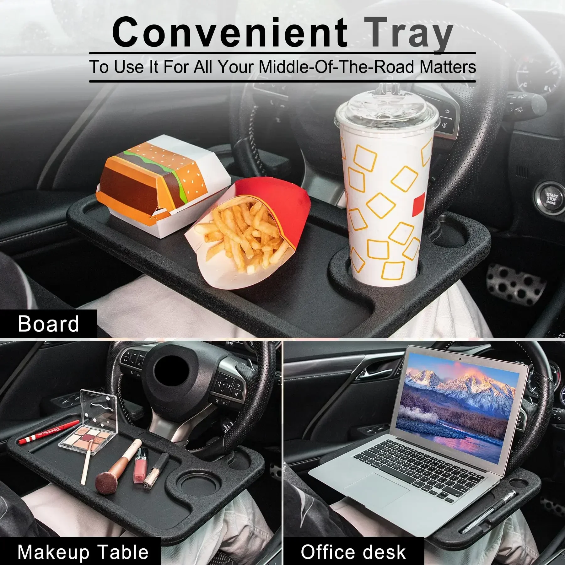 Car Steering Wheel  Tray Table Car Laptop Desktop Stand Portable Eating Car Steering Wheel Table Car Mounted Dining Tray