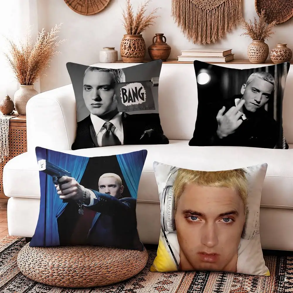 Hip-Hop E-Eminem Slim Shady Square Sofa Pillow Cover Solid Color Living Room Home Decor Cushion Case