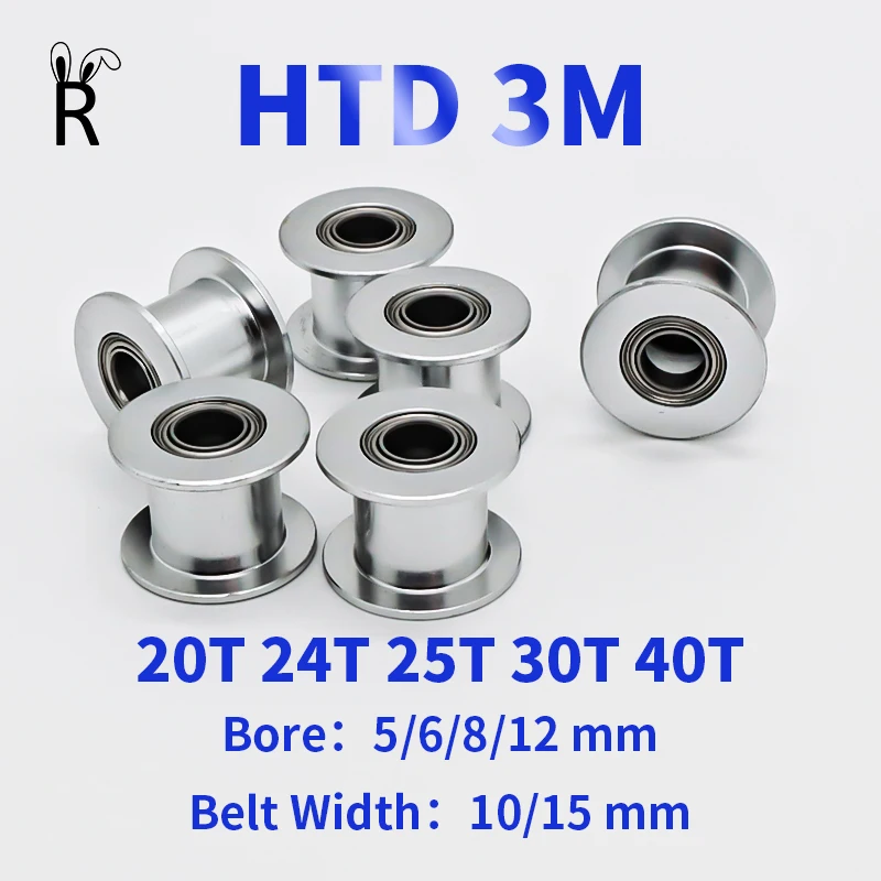 HTD 3M Koło pasowe rozrządu 20/24/25/30/40 Otwór zębów 5/6/8/12 mm Szerokość paska 10/15 mm Napinanie koła pasowego 3M Łożysko Koła synchroniczne