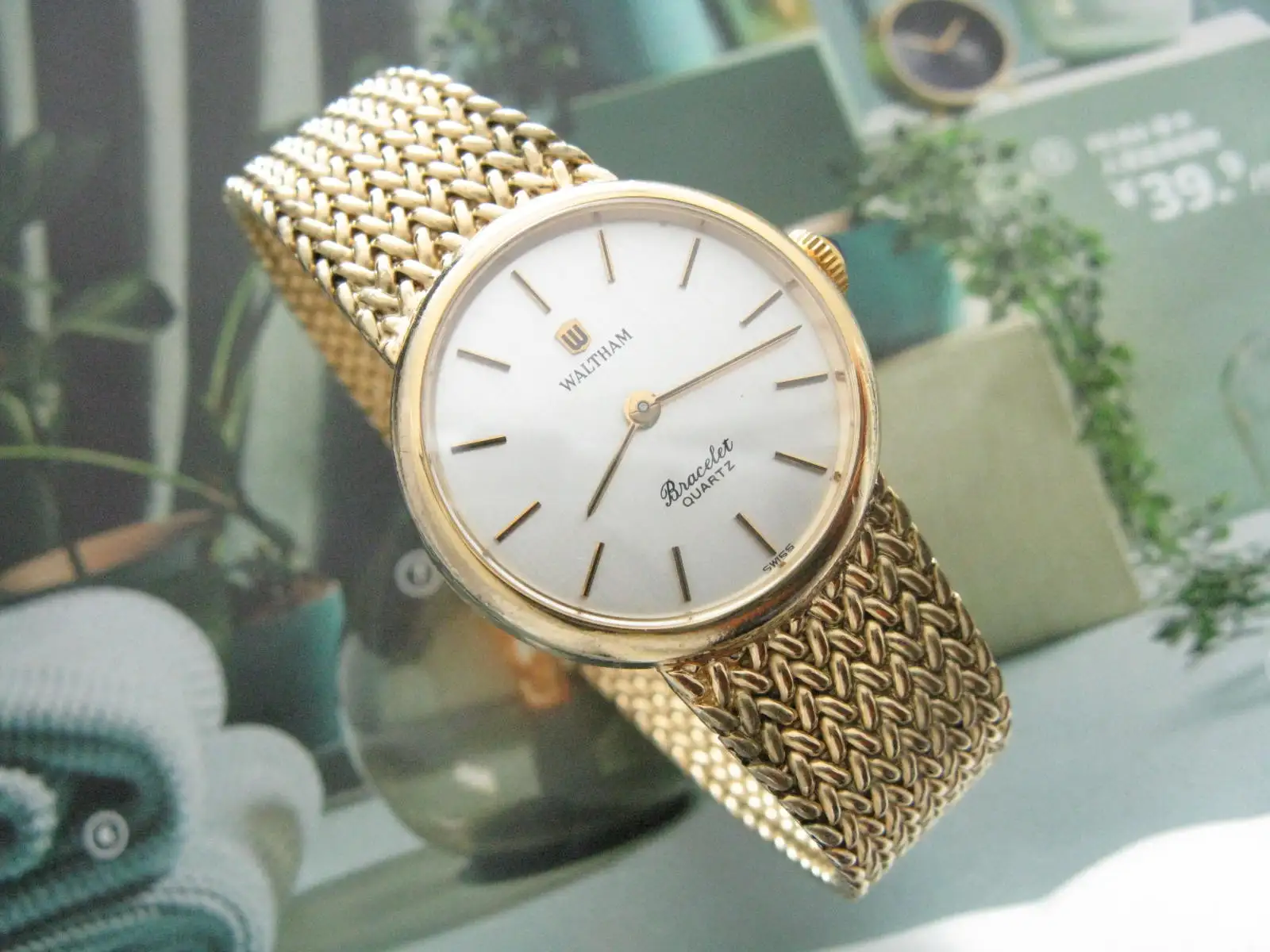 Waltham 18k gold-filed bracelet retro quartz \