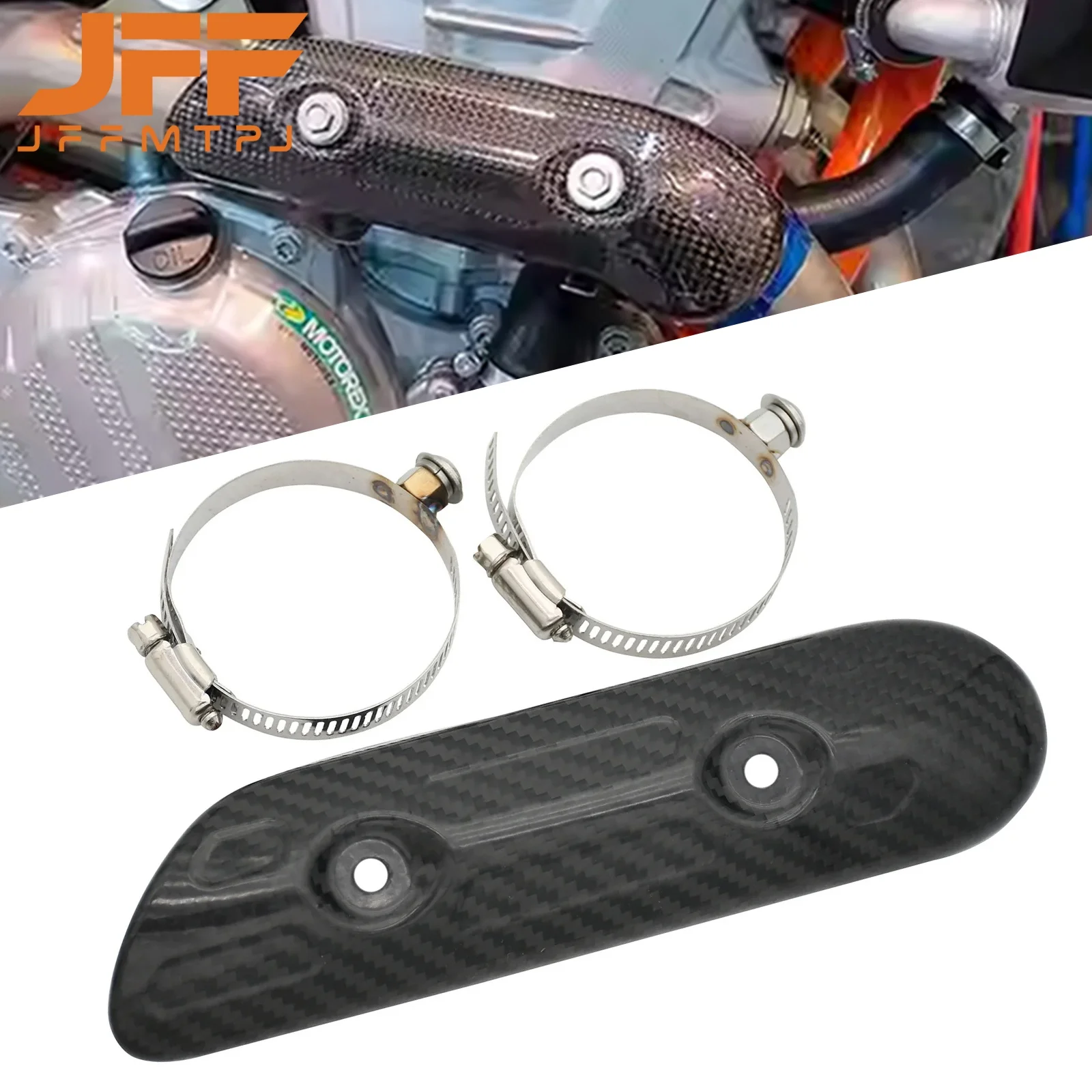 Motorcycle Carbon Fiber Exhaust Heat Shield Protector Guard Cover For KTM 250SXF 250EXCF 350EXCF 400EXC 450EXC 500EXC 2007-2023