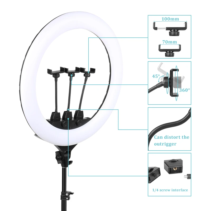 Byncceh ZB-F488 Ring Light 22inch 60w Video Ring Lamp With 2m Light Stand Phone Holder And Remote For Youtube Vlog EU/US/AU Plug