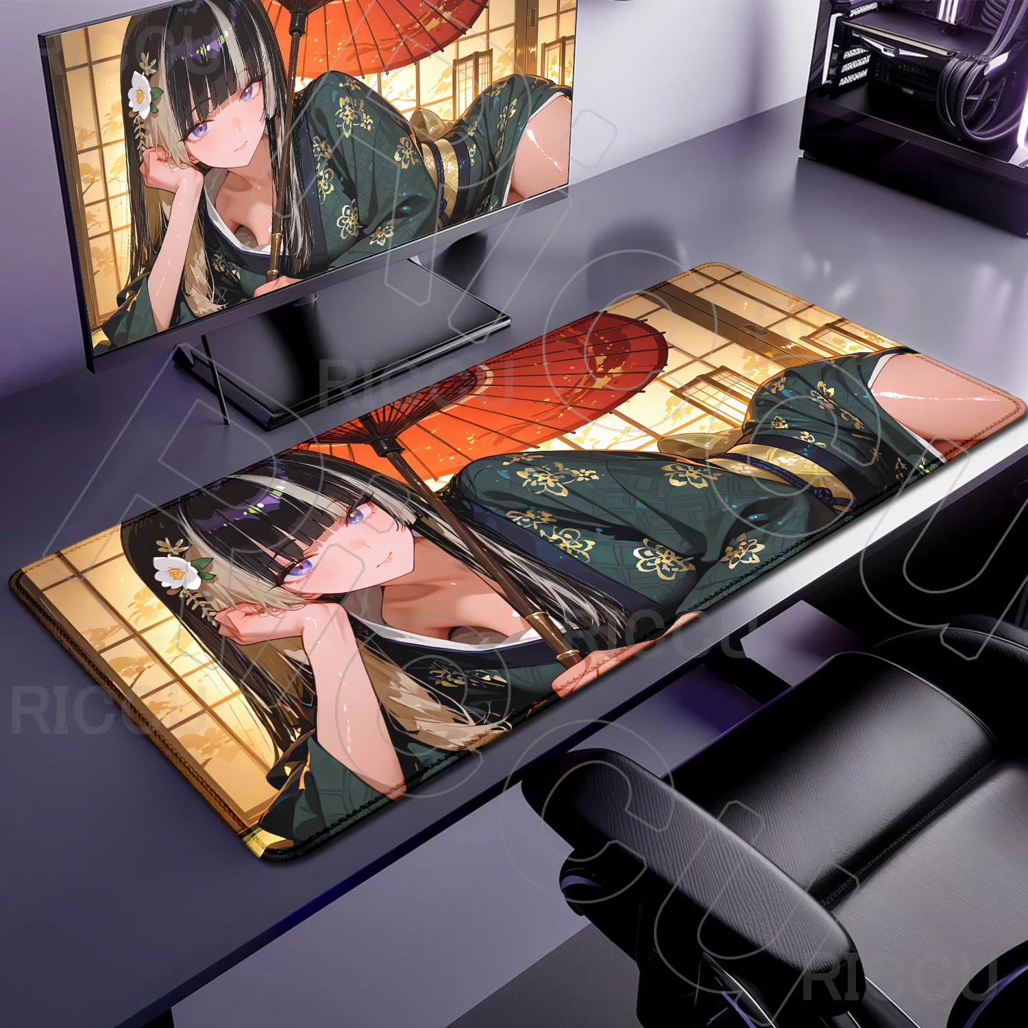 XXL Mat Virtual Idol Rubber Mouse Pad Vtuber Juufuutei Raden Anime Large HD Priting Office Game Creative Gaming expand Desk Mat