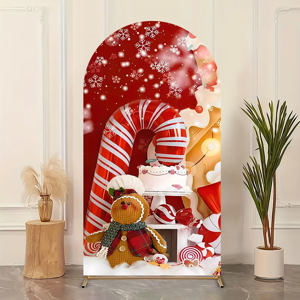 Yeele Christmas Arch Backdrop Cover Santa Claus Snowman Xmas Tree Kids Family Noel Party Decor Spandex Elastic Arched Background
