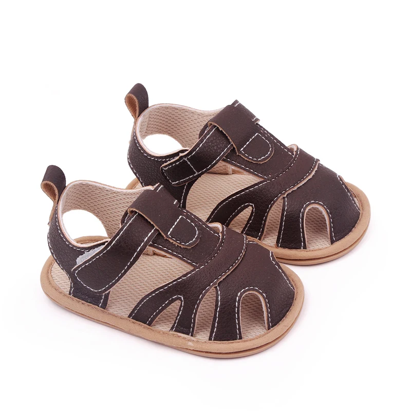 Baby Summer Sandal High Quality TPR Sole Anti-slip Toddler Beach Shoes PU Waterproof for Newborn Boys and Girls 0-9-18 Months