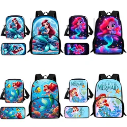 3 pezzi Set Cute Princess Ariel Child zaini borsa a tracolla astuccio per matite pupilla borse da scuola di grande capacità per ragazzi e ragazze miglior regalo