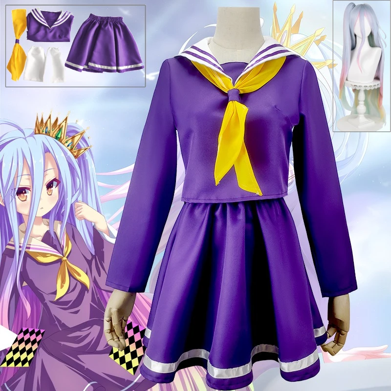 

Blank Sibling Shiro Cosplay Costume No Game No Life Genius Gamer Purple Sailor Uniform Full Set For Women Halloween
