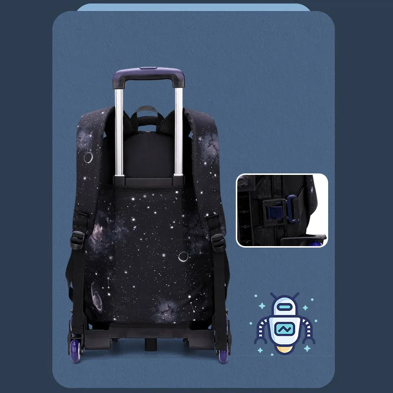 Roll Rucksack für Jungen Rädern Tasche mit Mittagessen Box Trolley Schule Taschen Tragen Auf Kinder Gepäck Primäre Junior Hohe Schule tasche