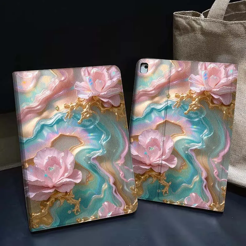 

Pink Roses Blue Curtain Gift Tablet Case For Apple iPad Air Pro mini 1 2 3 4 5 6 7 8 9 11 M2 M3 M5 M4 5th 6th 7th 10th 11th