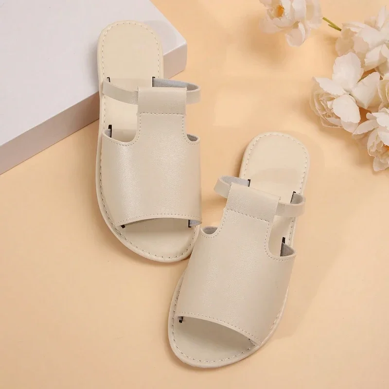 2025 Summer New Casual Fashion Solid Color Open Toe Slippers Simple Non-Slip Women's Low Heeled Sandals view 2