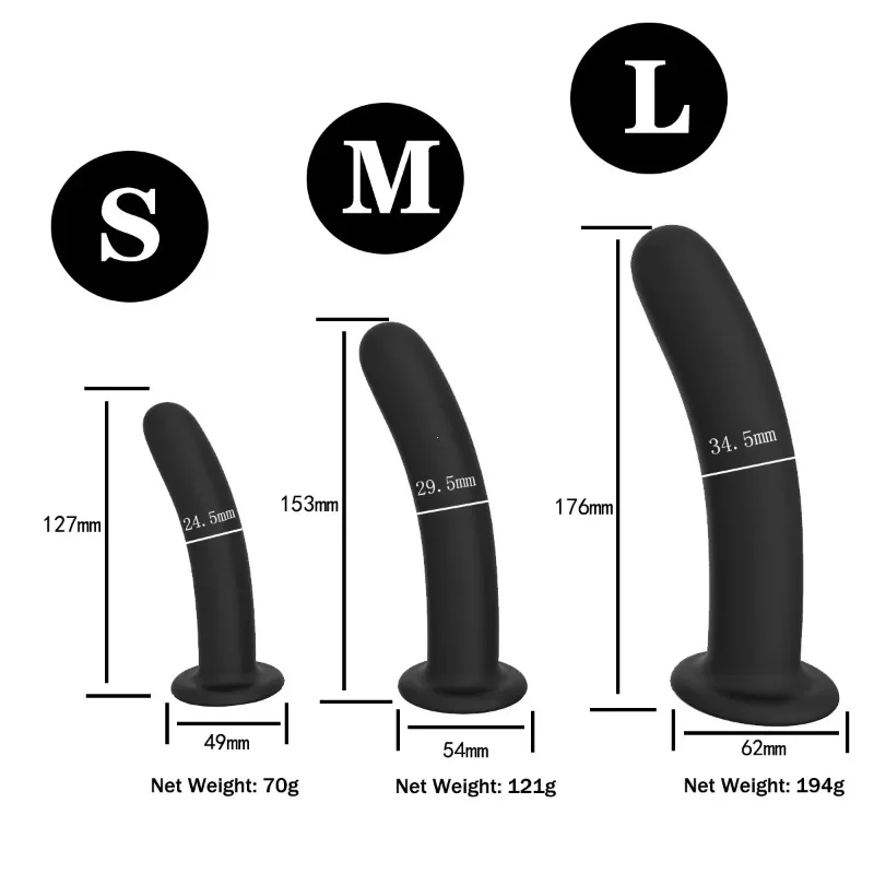 Anal Butt Plug 3 Sizes Anal Plugs Training Simple Dildos with Strong Suction Cup Anal Sex Toys for Beginners to Advanced Users