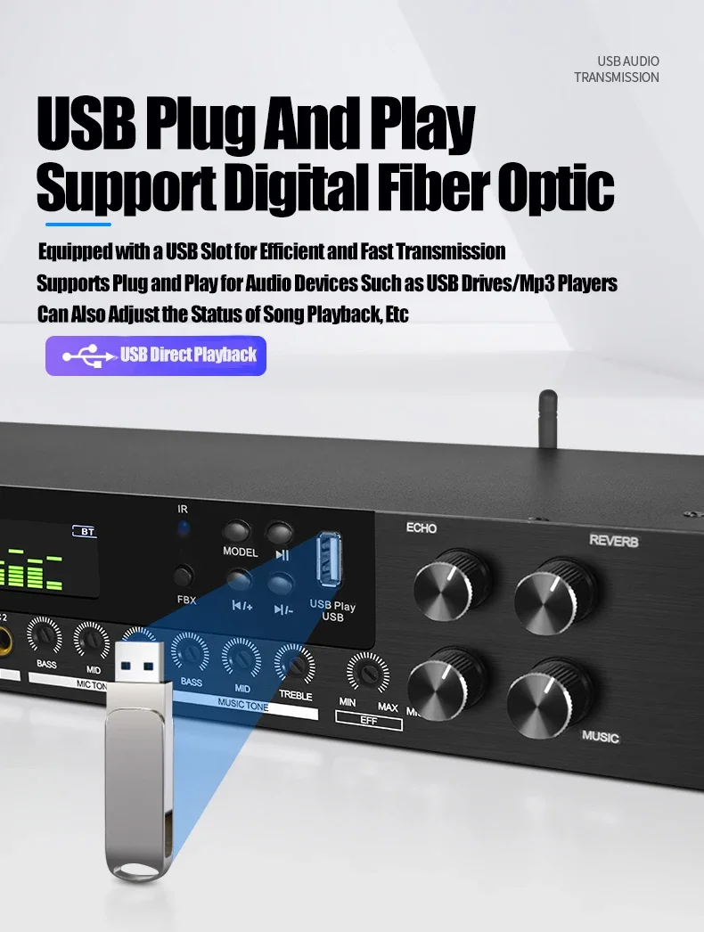 Paulkitsons LD300 Anti-Howling-Funktion Neue Effektprozessoren mit Reverb Bluetooth 5.2 Geeignet für Heim-KTV-Bühnenauftritte – Detail 9
