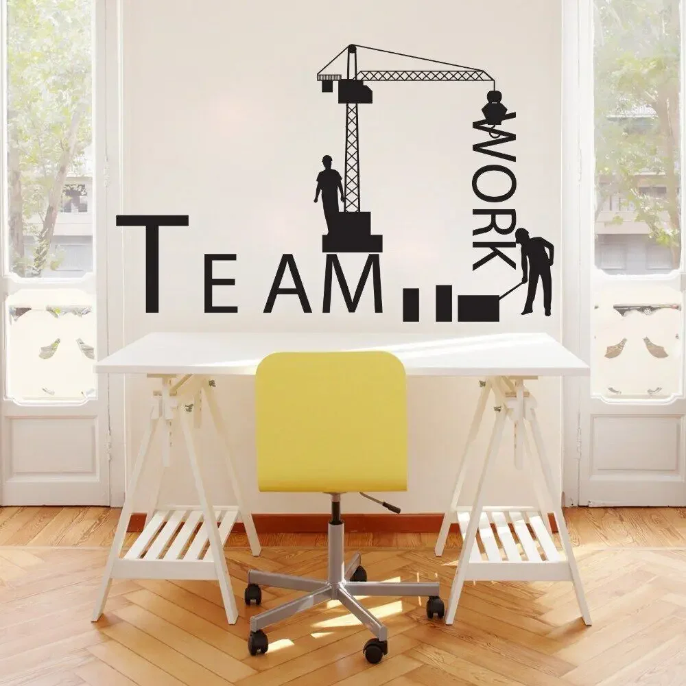 Teamwork Wall Decals Office School Construction Truck Worker Team Work Wall Sticker Kids Room Living Room Vinyl Office Decor