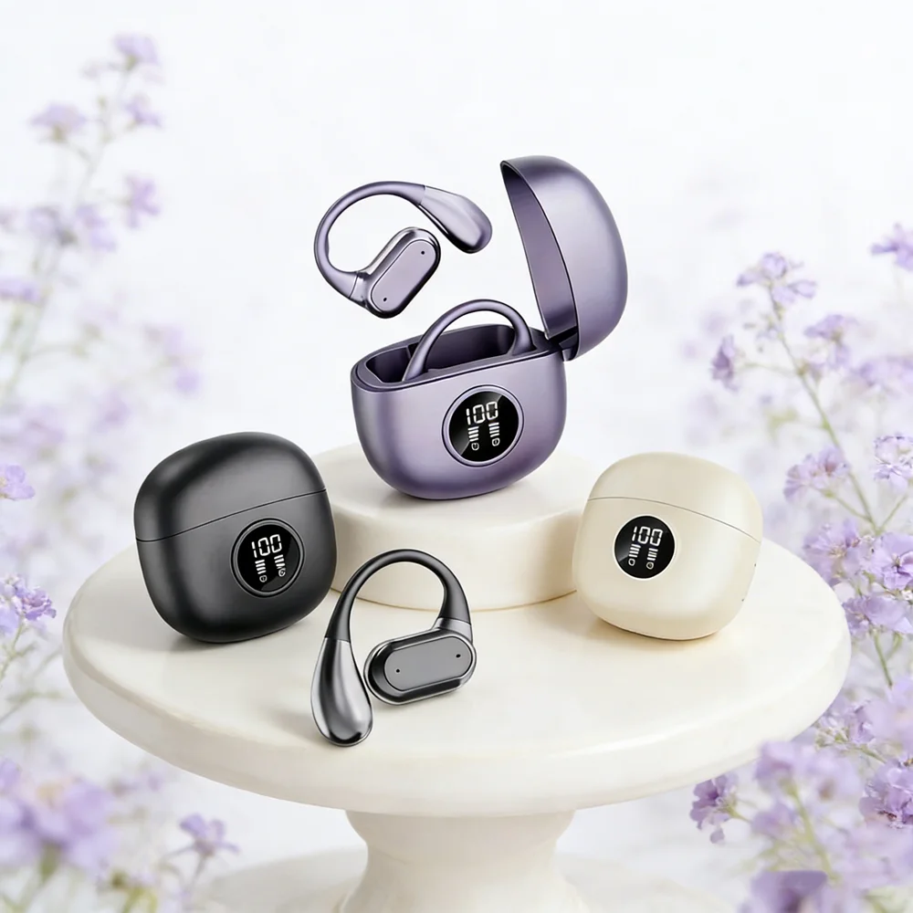 Audífonos deportivos originales TWS con clip, auriculares cómodos y modernos con graves profundos, compatibles con teléfonos inteligentes.