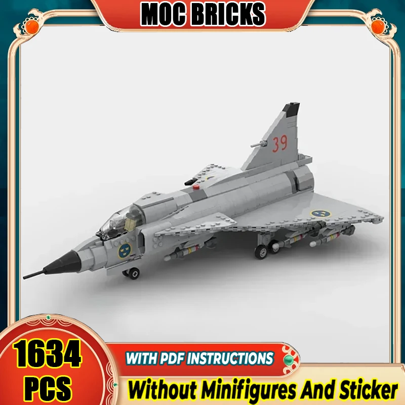 

Строительные блоки Moc, военная серия, масштаб 1:35, модель JA и AJ-37, модель Viggen, технология самолета, кирпичи, сборка, истребитель, игрушка