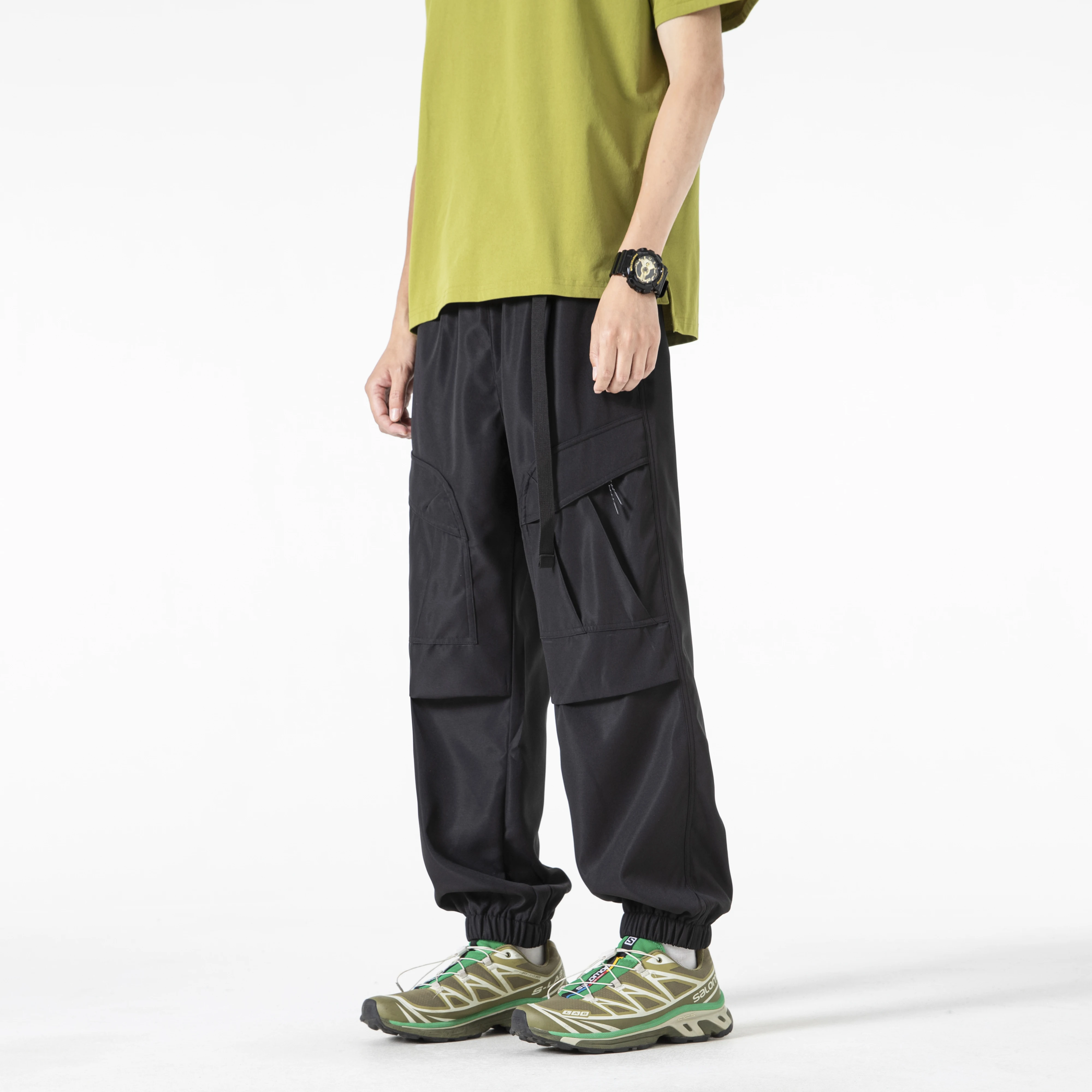 

New American retro multi pocket work pants for men autumn new loose straight leg wide leg trousers