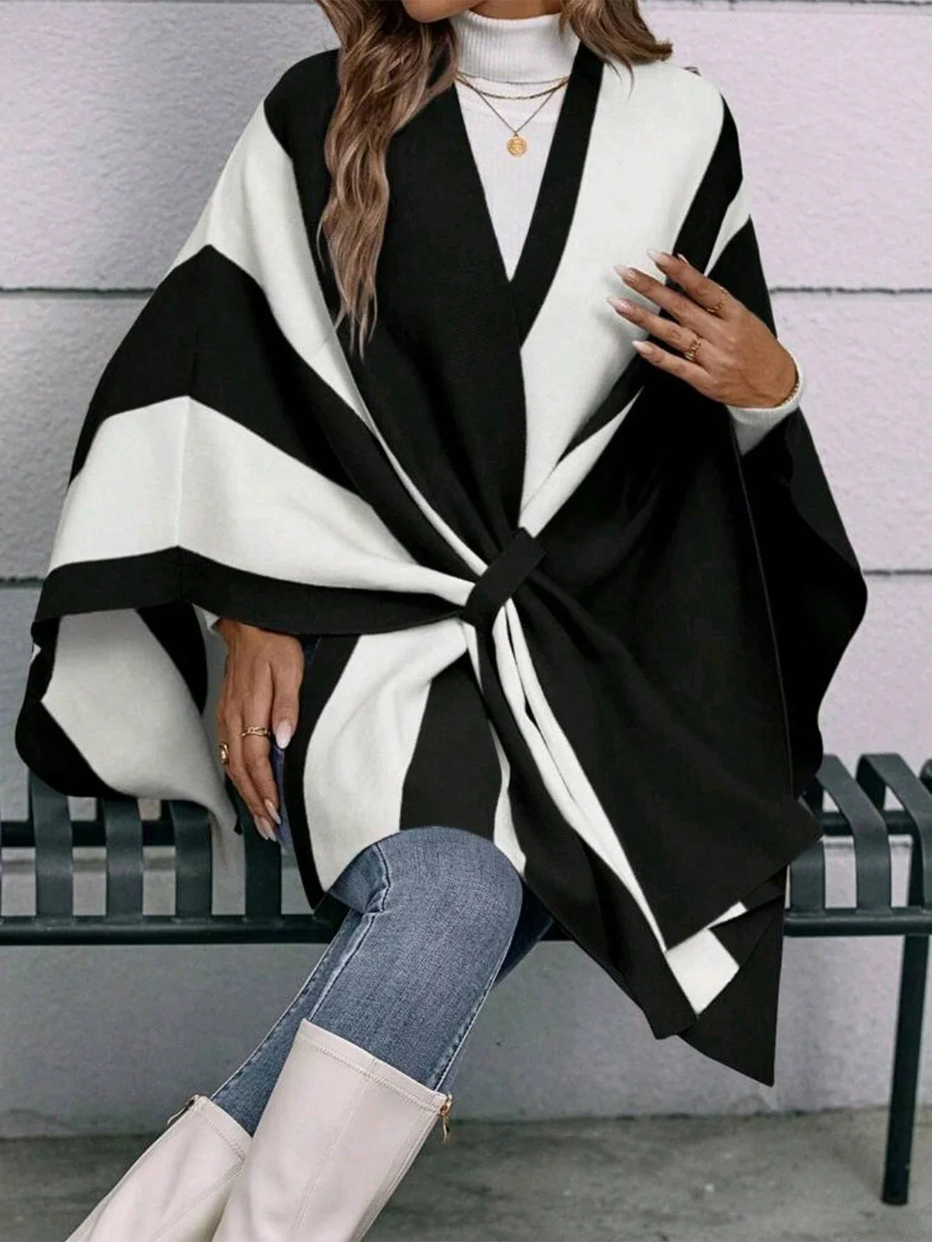 New winter scarf with two color pattern split shawl for women warm and fashionable warm and comfortable luxery designer women