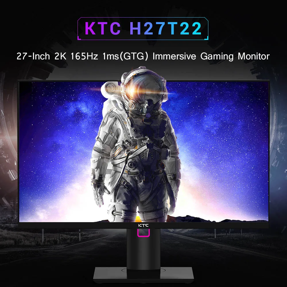 KTC H27T22 Gaming Monitor 27-inch 2560x1440 QHD 165Hz Fast IPS 1ms Response Time 100% sRGB HDMI2.0 DP1.2