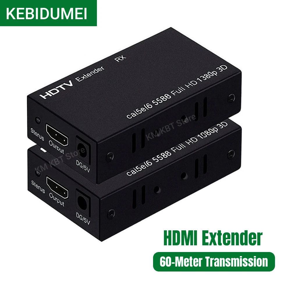 60M HDMI-compatible Extender RJ45 Ports Network HDTV 1080P Network Extender by CAT5e CAT6 LAN Extensor for PS4 TV Box PC Laptop