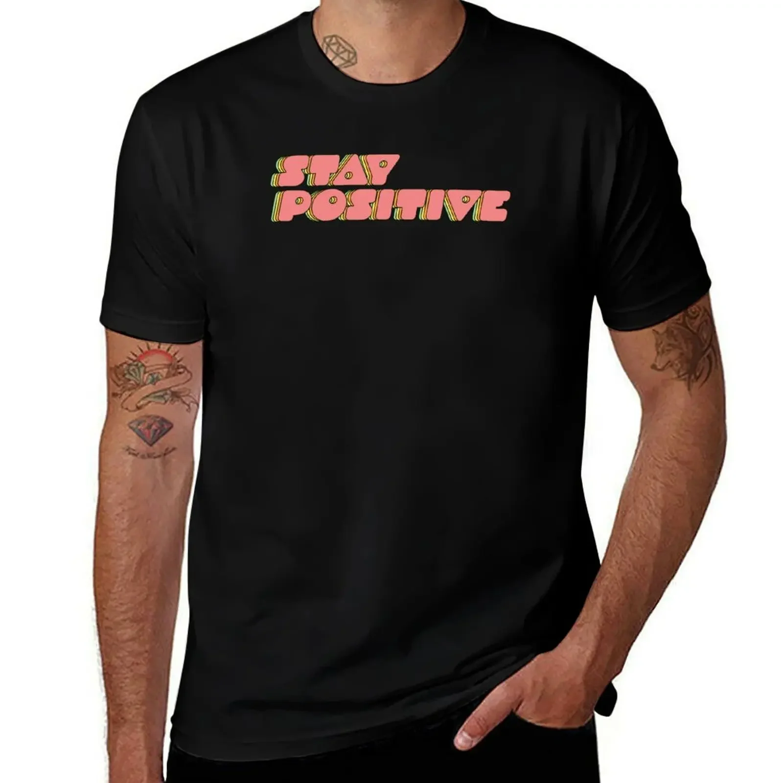 

Stay Positive T-Shirt kawaii clothes cute clothes summer 2025 Men's t-shirts