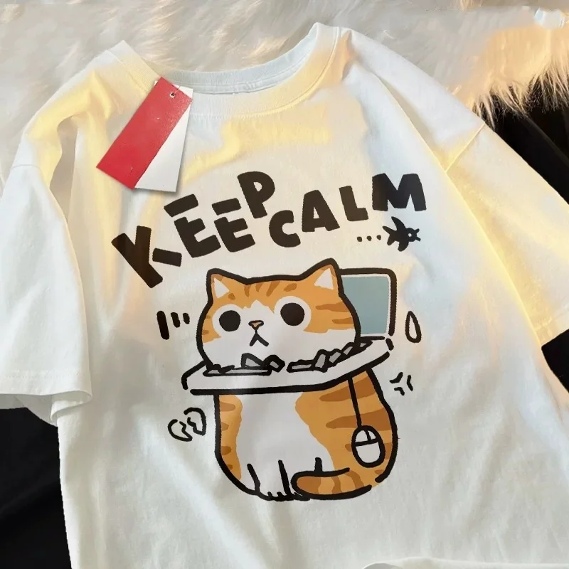 ZAZOMDE IT Professional Men's Cat Print Short-Sleeve 100% Cotton Breathable Tech Oversize 5XL T-Shirt Design Summer Hot Sale