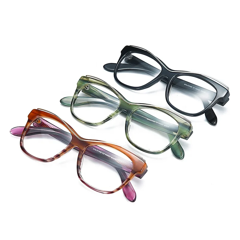 BLUEMOKY 新しい手作りアセテート繊維蝶眼鏡、累進近視光学、抗青色光変色