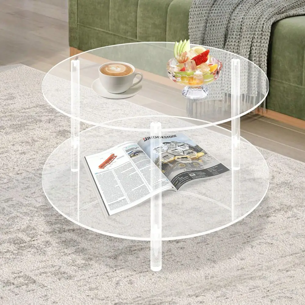 

Coffee Table, Small Round Modern Coffee Table For Living Room,23.6 D X 23.6 W X 16.5 H