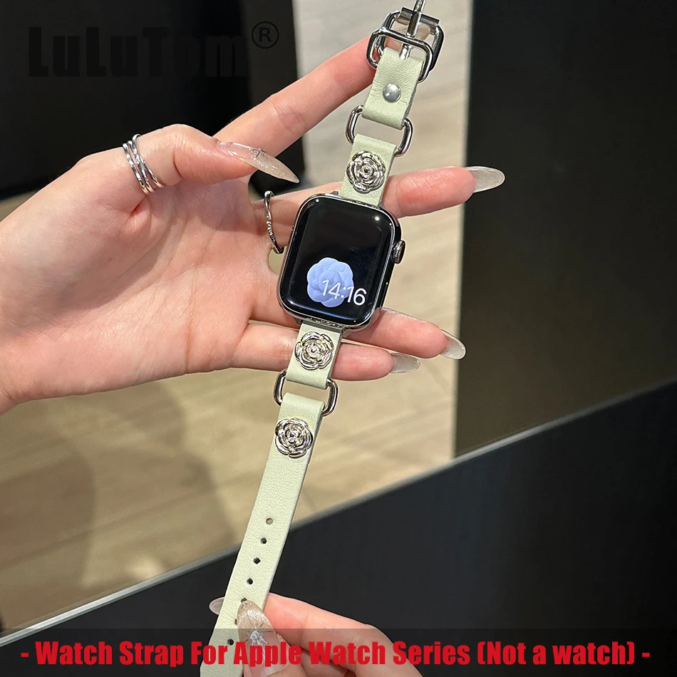 

Punk Rivet Strap For Apple Watch Series 9 8 7 6 5 4 SE 38/40/41/42/44/45mm Fashion Leather Bracelet For iWatch UItra 2 49mm Band
