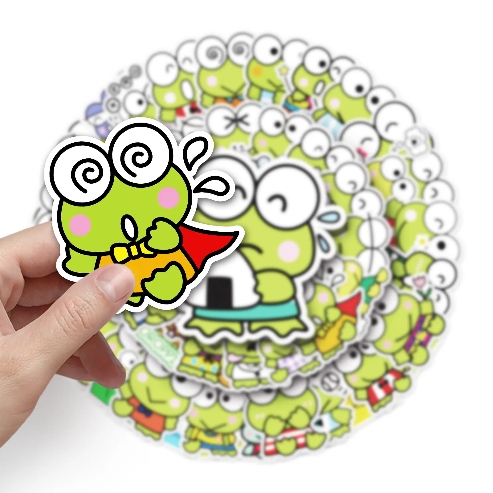 50 قطعة سانريو لطيف Keroppi ملصقات الكرتون الضفدع مضحك خربش صائق اللعب للثلاجة سجل القصاصات الأمتعة ملصقات مقاومة للماء