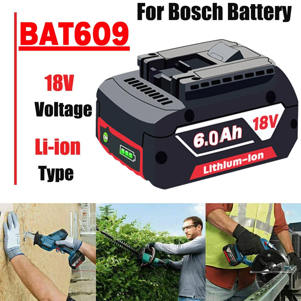 Battery/Charger/working lamp For Bosch 18V 18 volt6.0Ah 6.0AH Li-ion BAT609 BAT610G BAT618 24618-01 for bosch professional 18v