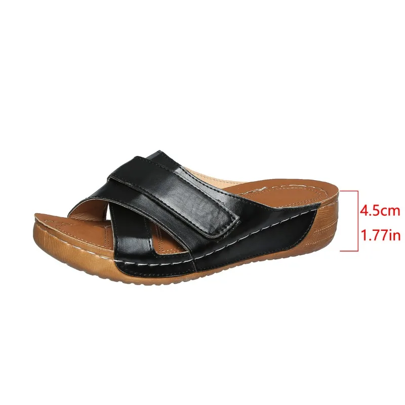 Womens Shoes Comfort Summer 2024 Outdoor Non-slip Size Roman Wedge Slippers Closed Toe Retro Platform Sandals Women