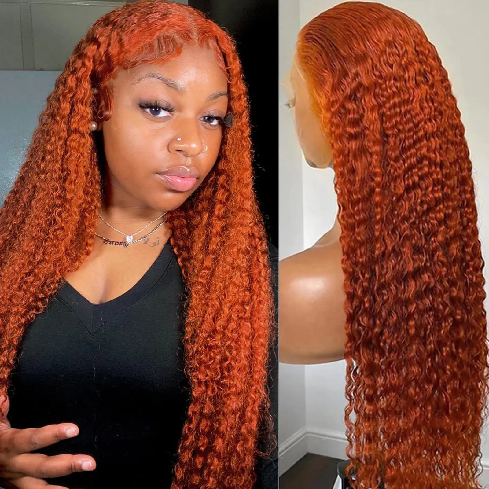 13x6 HD 30 Inch Ginger Orange Lace Front Wig Loose Deep Wave Curly Lace Front Human Hair Wigs Water Wave 13x4 Lace Frontal Wigs