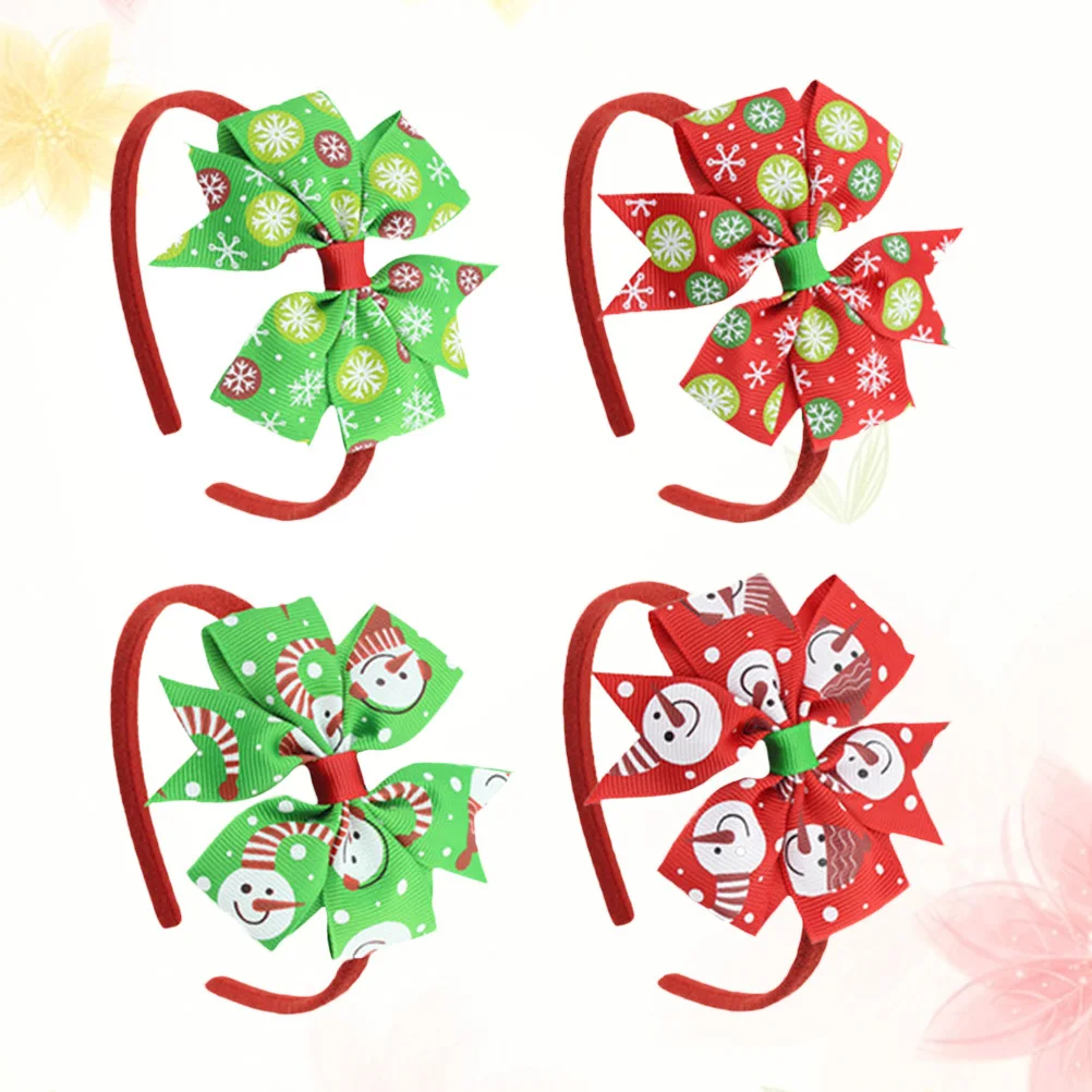 

4Pcs Xmas Headbands Fabric Lightweight Bowknot Hairbands for Family Party Favors Christmas Costume Events Decor
