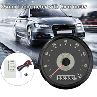 ELING Car Universal 85mm Tachometer 0-8000RPM with LED Hourmeter Adjustable Red Yellow Backlight Waterproof for Motorcycle 9-32V