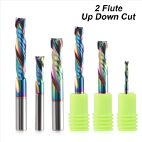 5Pcs two Flutes UP DOWN Cut DLC Coating Milling Cutter woodwork 2F Router Bit for Wood particle board hardboard