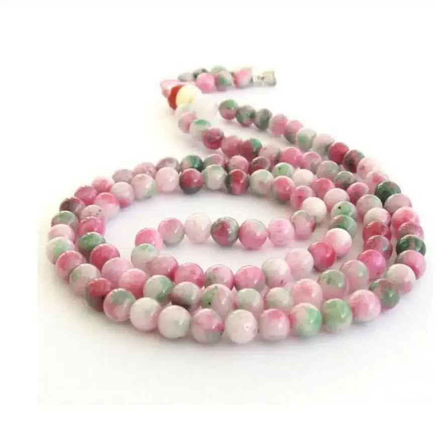 

Новое модное красивое 6 мм розовое зеленое нефритовое тибетское буддийское 108 четки мала ожерелье