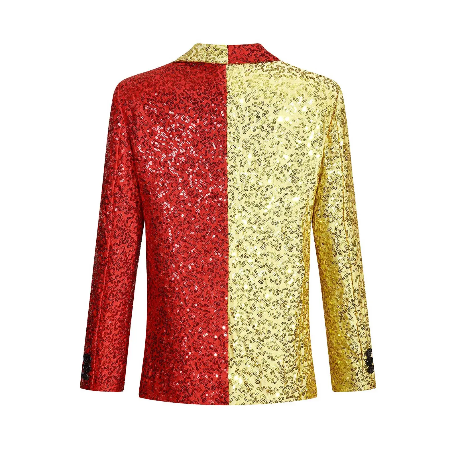 Kids Boys Formal Jacket Sparkling Sequins Blazer Jacket One Button Formal Dress Suit Blazer Coat Stage Performance Parry Costume