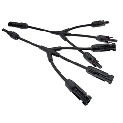 1 pair Solar Photovoltaic Panel Adapter Cable Connectors, Y Type Connectors, 4 Way Plug, 1 T3