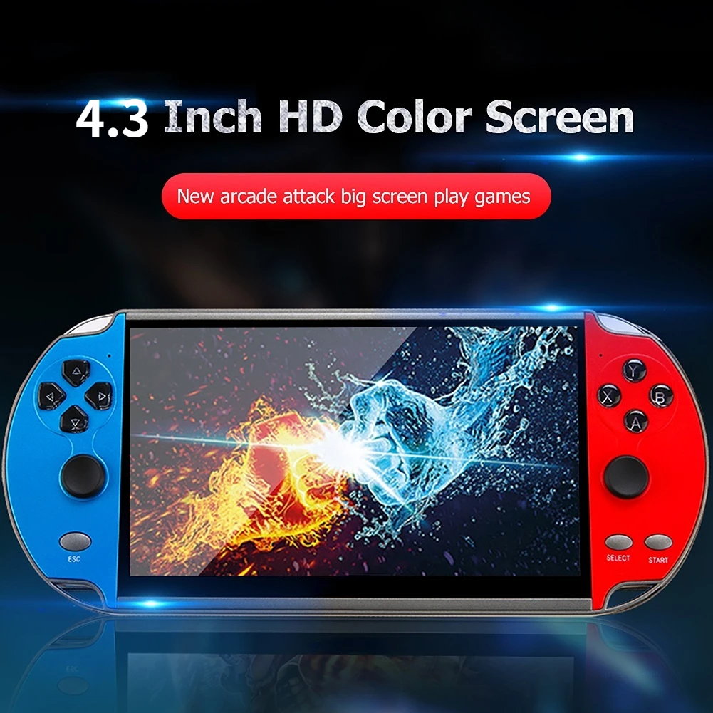 

Портативная игра X7, 4,3-дюймовый HD-экран, классическая игровая ретро-консоль, встроенная 10000 игр, мини-портативная видеоигра MP5
