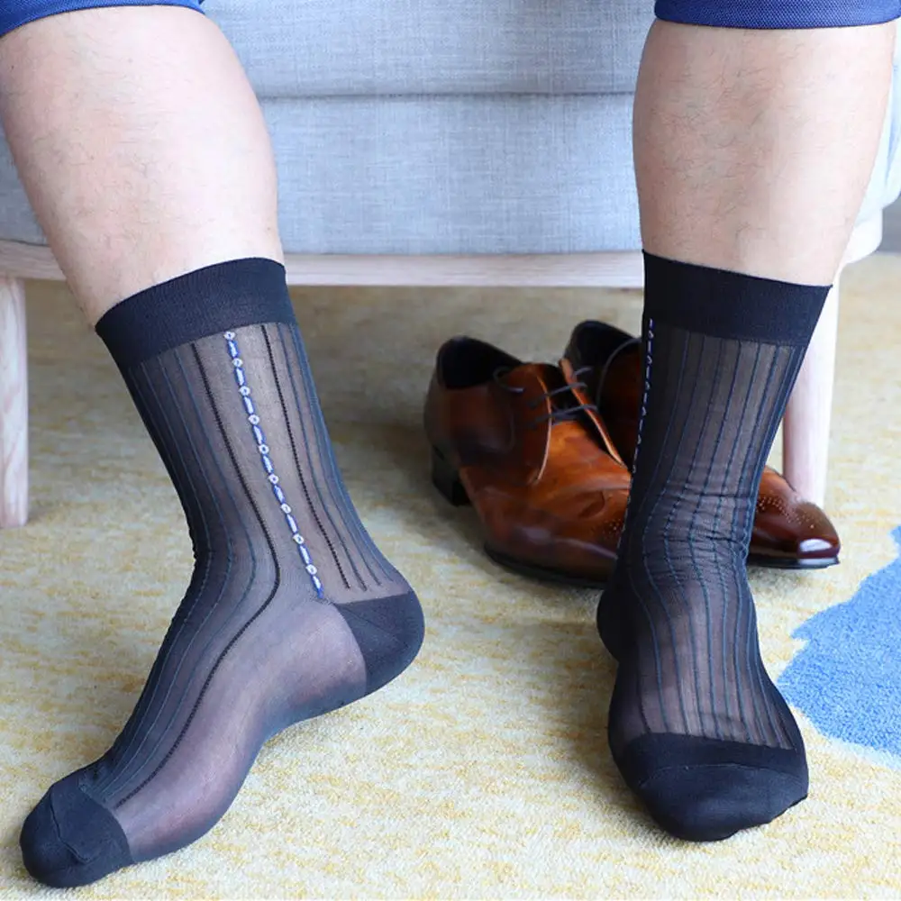 Loose Socks for the Elderly Jacquard Socks for men Nylon Stockings Old silk Stockings for the Elderly thin