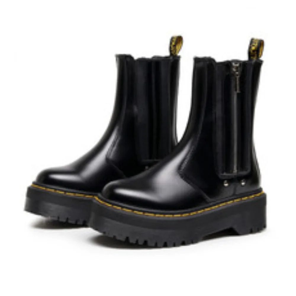 

2025 Sli Boots Women's Vintage ort Boots round Toe Flat Heel PU Leather Rubber Outsole Winter Faion Boots